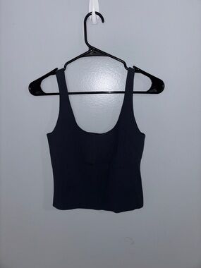 Vince Black Ribbed Scoop Tank